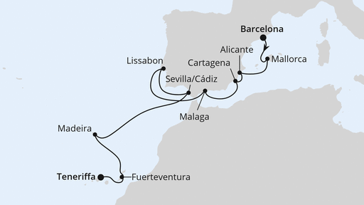 Von Barcelona nach Teneriffa