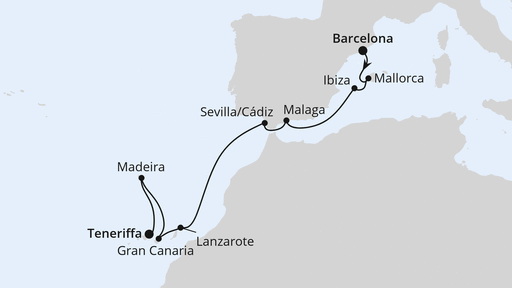 Von Barcelona nach Teneriffa