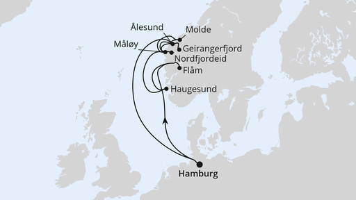 Norwegens Fjorde mit Geiranger ab Hamburg