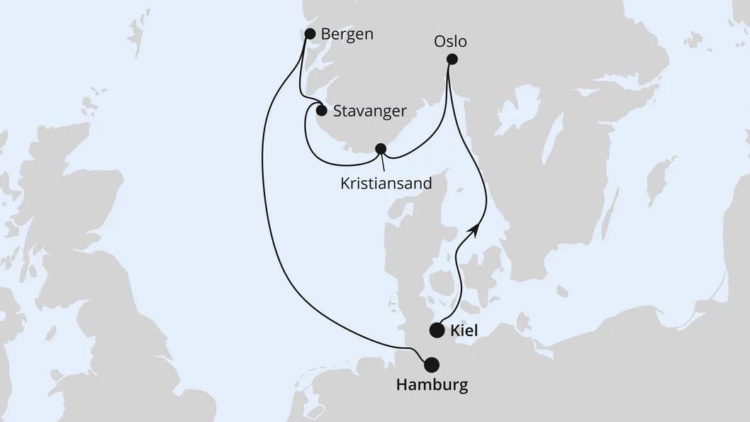 Südnorwegen von Kiel nach Hamburg