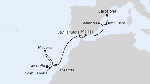 Von Barcelona nach Teneriffa