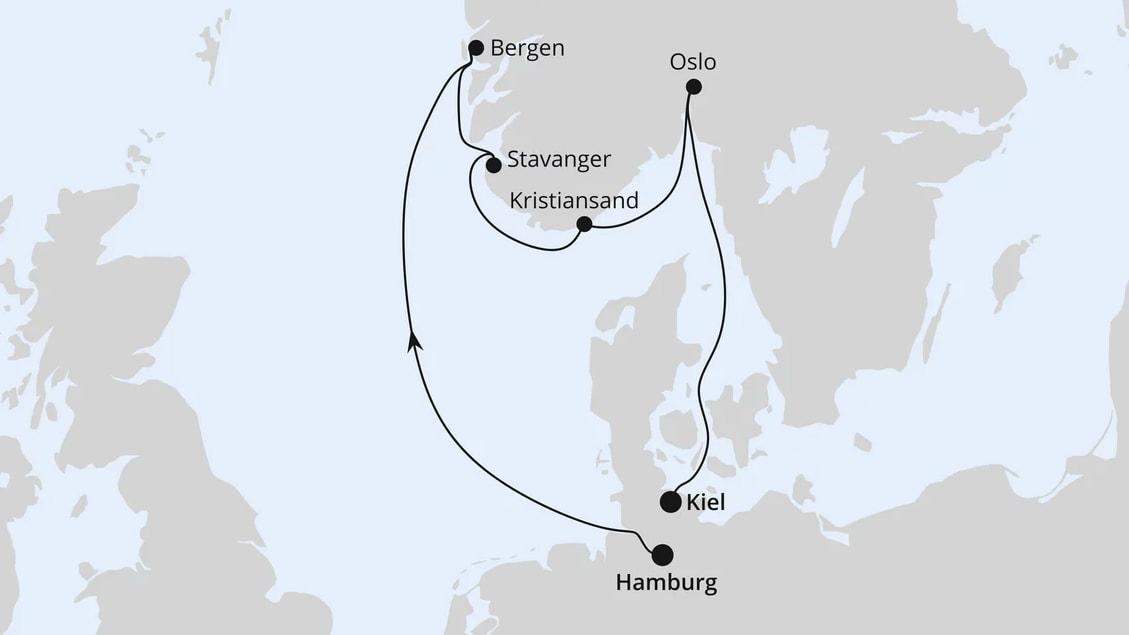 Südnorwegen von Hamburg nach Kiel