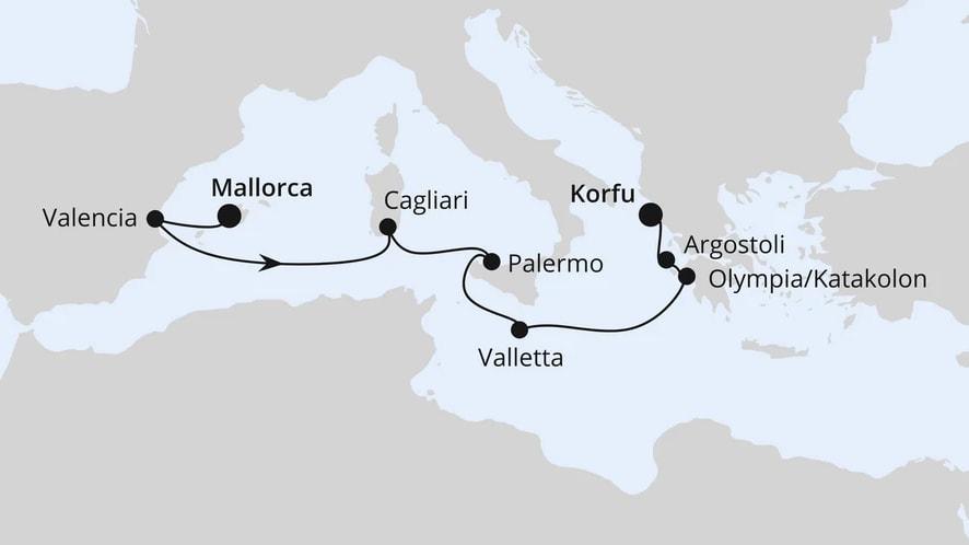 Spanien, Italien & Griechenland ab Mallorca