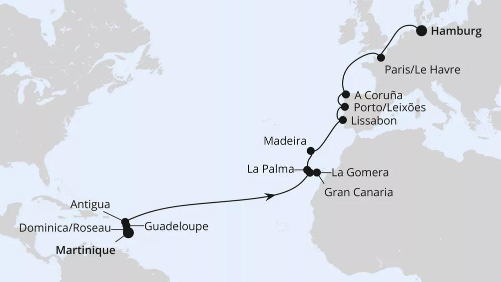 Von Martinique nach Hamburg