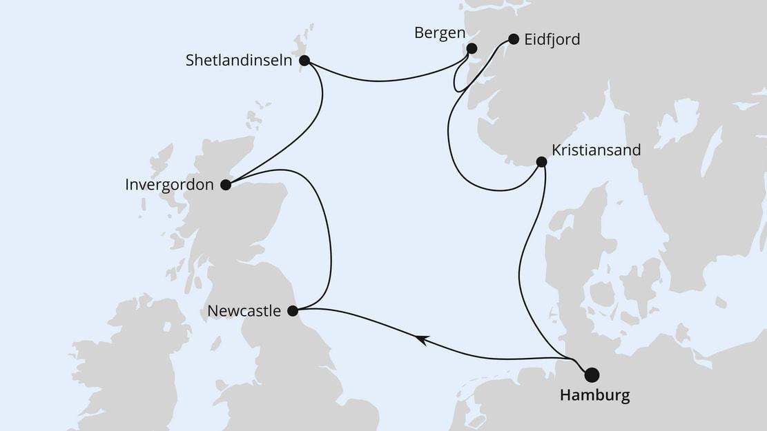 Großbritannien & Norwegen ab Hamburg