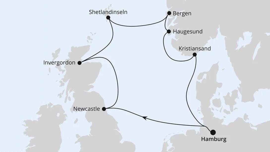 Großbritannien & Norwegen ab Hamburg