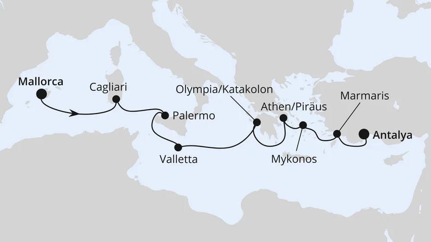 Italien, Griechenland & Türkei ab Mallorca