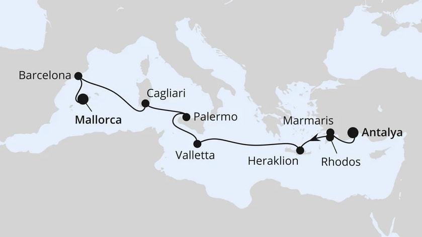 Italien, Griechenland & Spanien ab Antalya