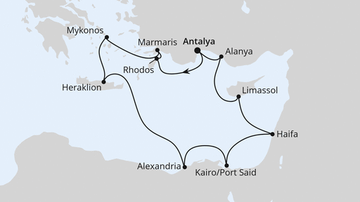 Östliches Mittelmeer mit Ägypten & Israel