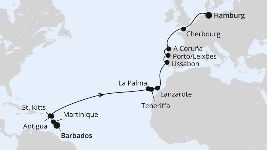 Von Barbados nach Hamburg