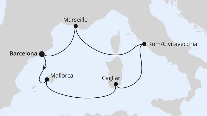 Mediterrane Schätze mit Sardinien ab Barcelona