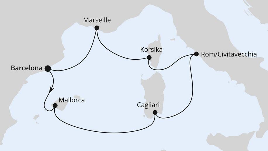 Mediterrane Schätze mit Sardinien ab Barcelona