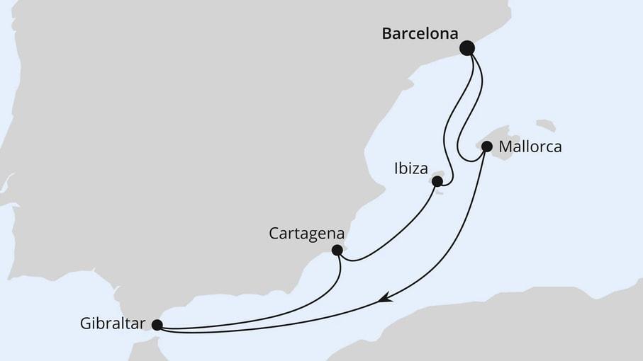 Mediterrane Schätze mit Gibraltar ab Barcelona