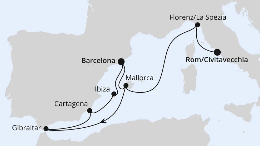Spanien, Italien & Gibraltar ab Barcelona