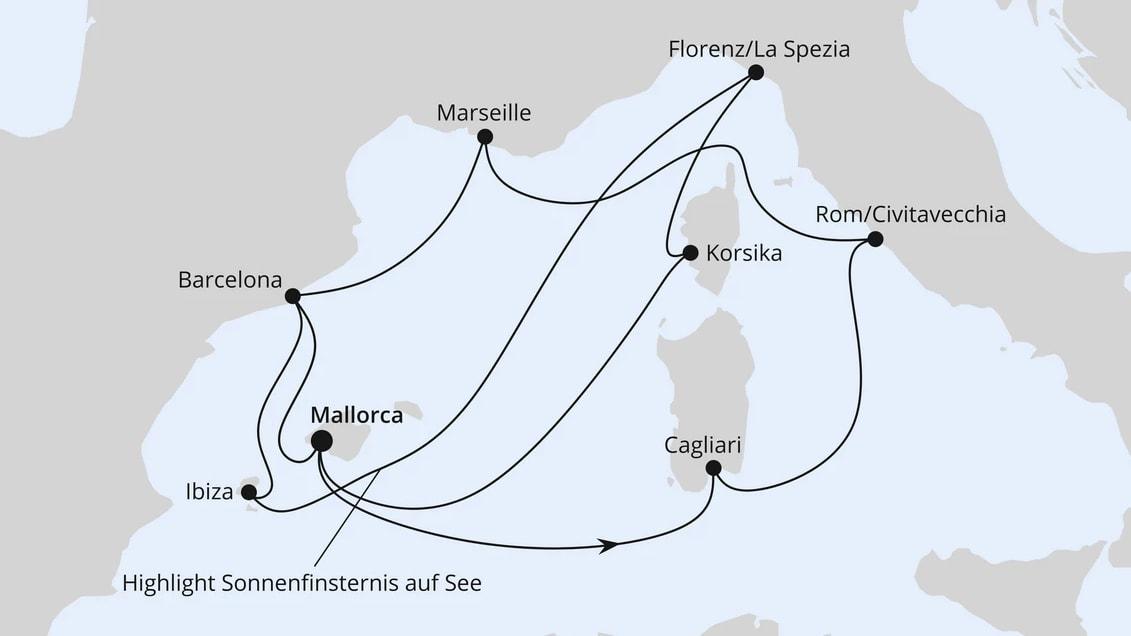 Große Mittelmeer-Reise mit Sonnenfinsternis