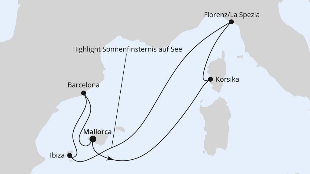 Zur Sonnenfinsternis im Mittelmeer ab Mallorca