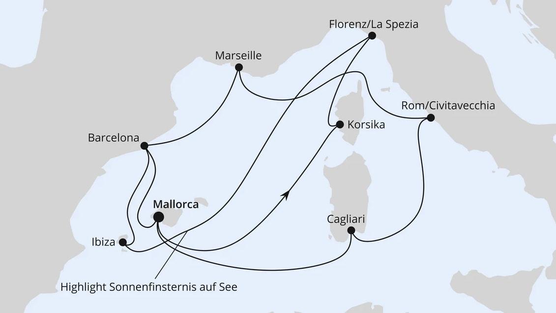 Große Mittelmeer-Reise mit Sonnenfinsternis