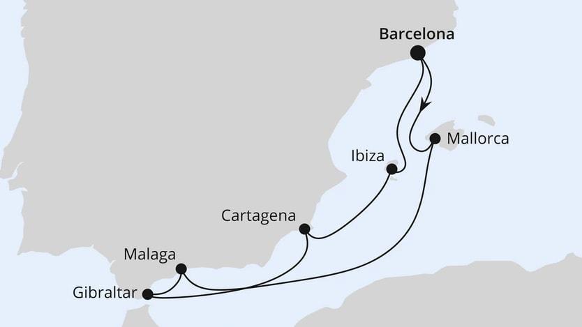 Mediterrane Schätze mit Gibraltar ab Barcelona