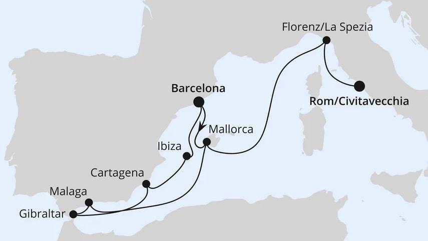 Spanien, Italien & Gibraltar ab Barcelona