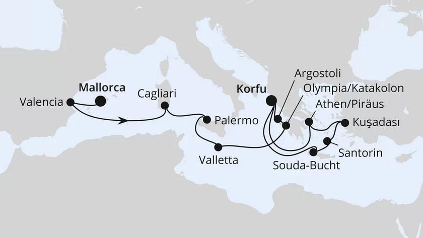 Große Mittelmeer-Reise von Mallorca nach Korfu