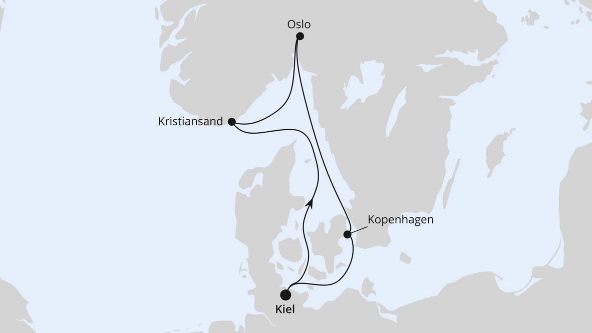 Skandinavische Städte ab Kiel