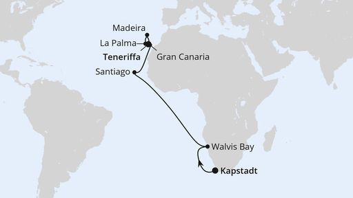 Von Kapstadt über Namibia nach Teneriffa