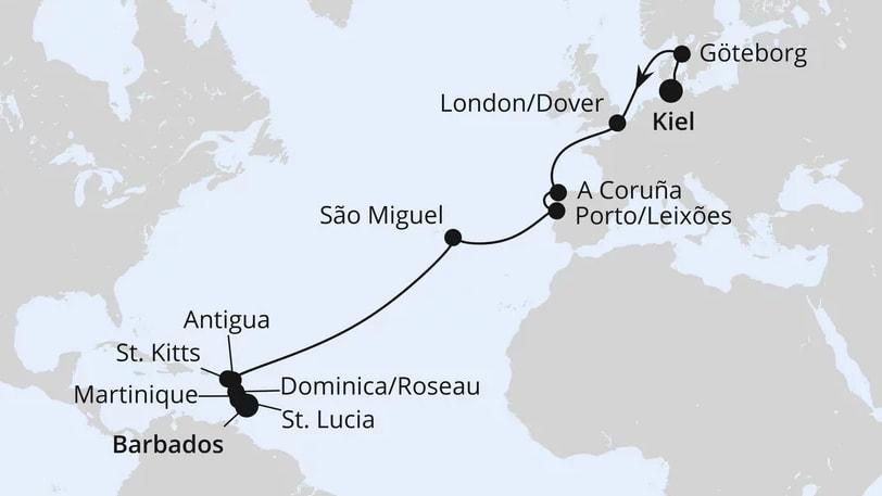 Von Kiel nach Barbados