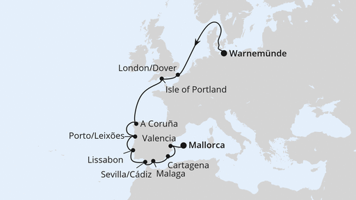 Westeuropa-Highlights von Warnemünde nach Mallorca