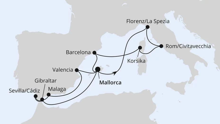 Feiertagsreise im Mittelmeer ab Mallorca