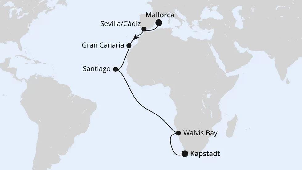 Von Mallorca über Namibia nach Kapstadt