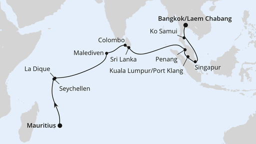 Von Mauritius über die Seychellen nach Bangkok