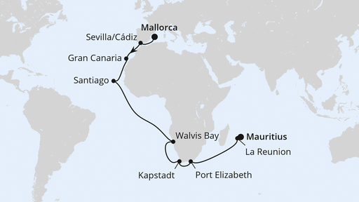 Von Mallorca über Südafrika nach Mauritius