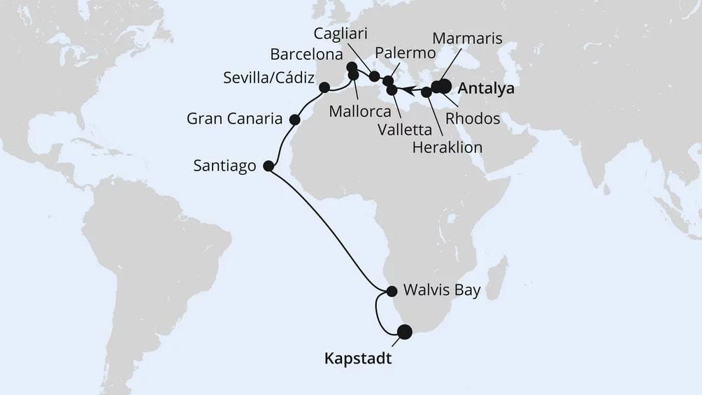 Von Antalya über Namibia nach Kapstadt