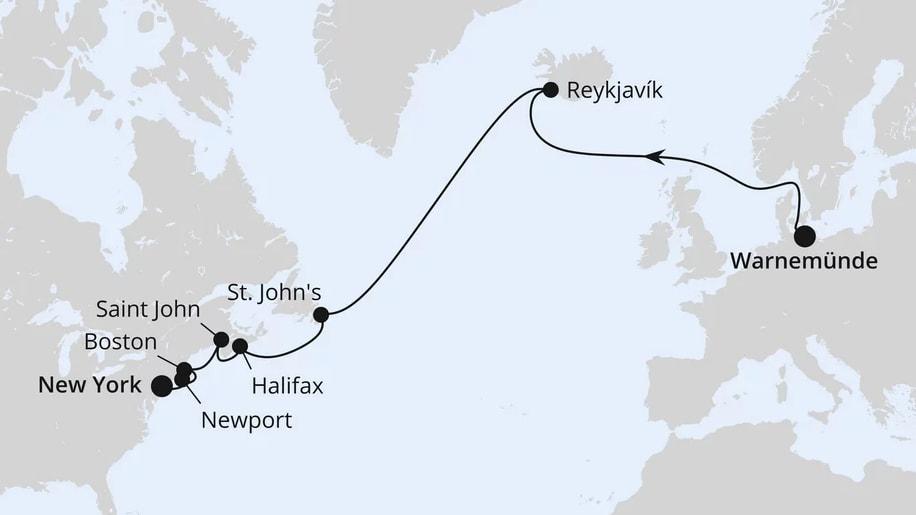 Transatlantik von Warnemünde nach New York