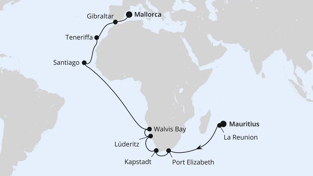 Von Mauritius über Südafrika nach Mallorca 1