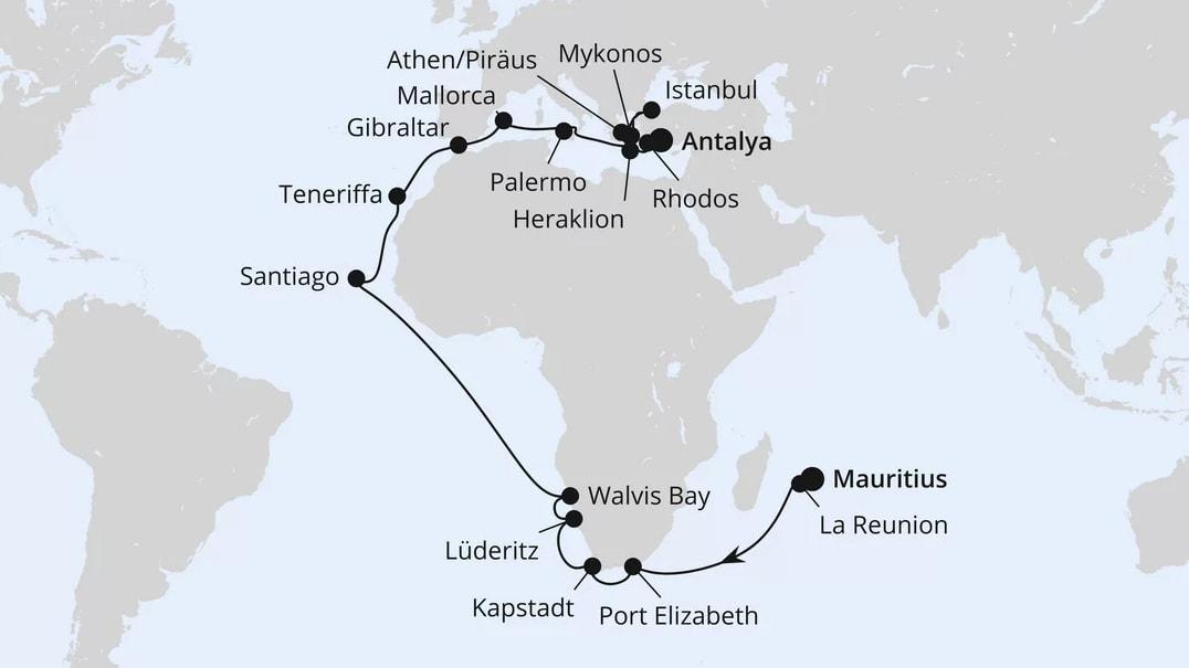 Weltenbummler von Mauritius nach Antalya