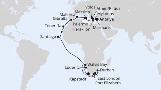 Weltenbummler von Antalya nach Kapstadt