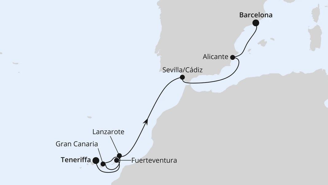 Von Teneriffa nach Barcelona