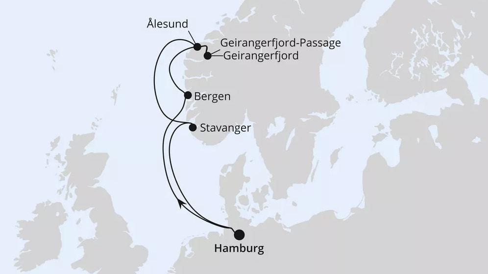 Norwegens Fjorde mit Geiranger ab Hamburg