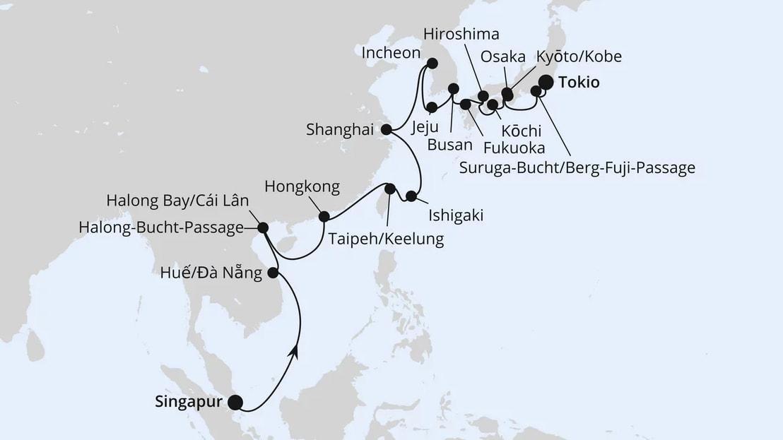 Von Singapur über Vietnam & Südkorea nach Tokio