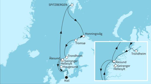 Fjordwelten und Spitzbergen unter der Mitternachtssonne