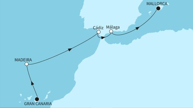 Atlantikinseln und Spaniens Sonnenküste
