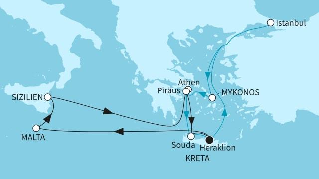 Inselperlen des Mittelmeers mit Athen und Istanbul