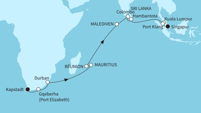 Indischer Ozean mit Mauritius
