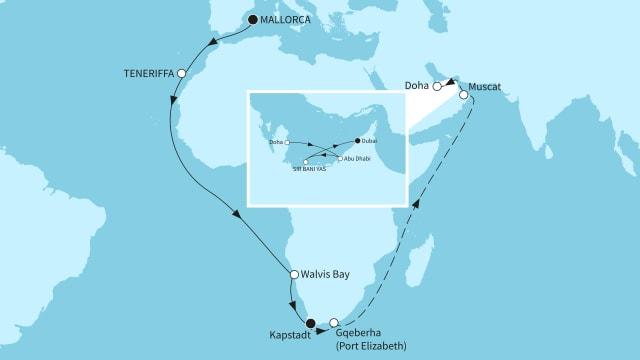 Rund um Afrika in den Orient