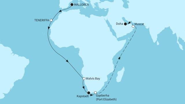 Rund um Afrika in den Orient