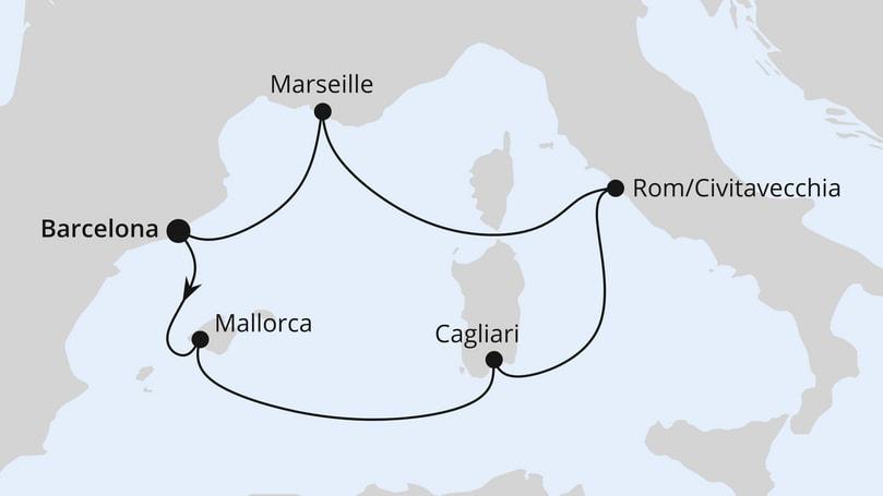 Mediterrane Schätze mit Sardinien ab Barcelona