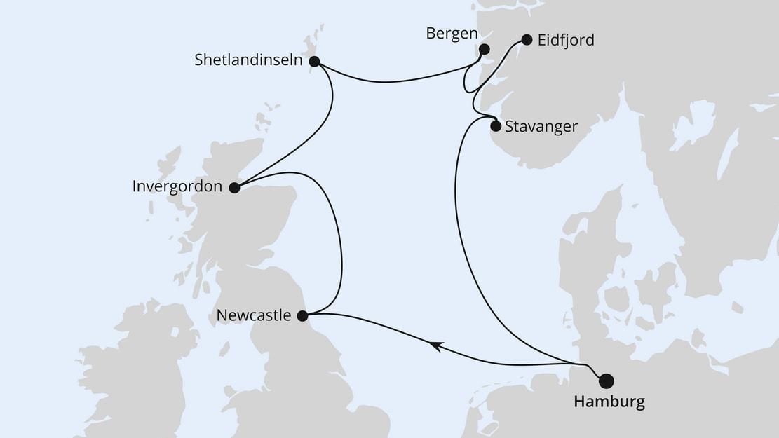 Großbritannien & Norwegen ab Hamburg