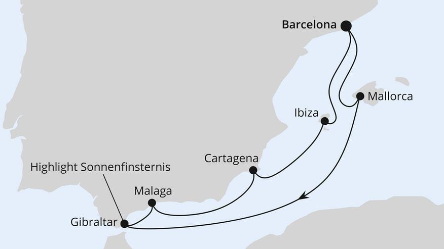 Sonnenfinsternis im Mittelmeer ab Barcelona