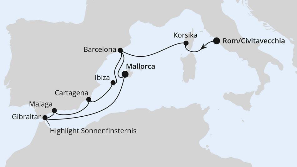 Sonnenfinsternis im Mittelmeer ab Civitavecchia